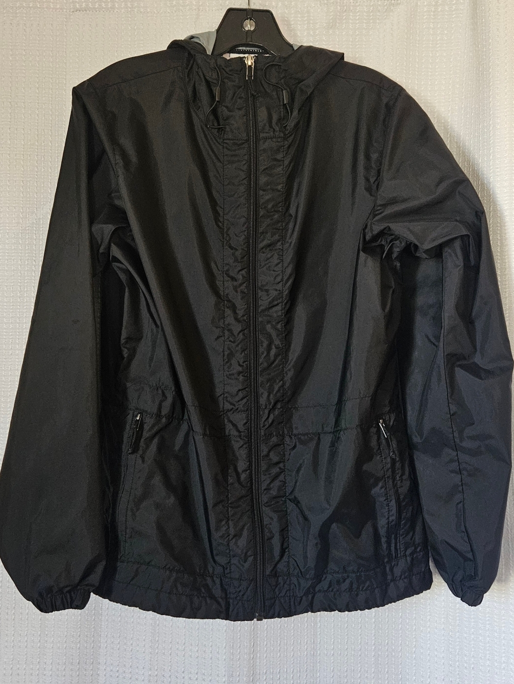 Columbia Womens Switchback II Rain Jacket Black Hooded Full Zip Windbreaker M